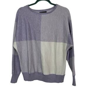 Tahari Purple Color Block Dolman Sweater, Size M